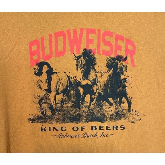 Budweiser King of Beers Tee Shirt Men's Size Large Short Sleeves Camel NWT - Picture 2 of 10
